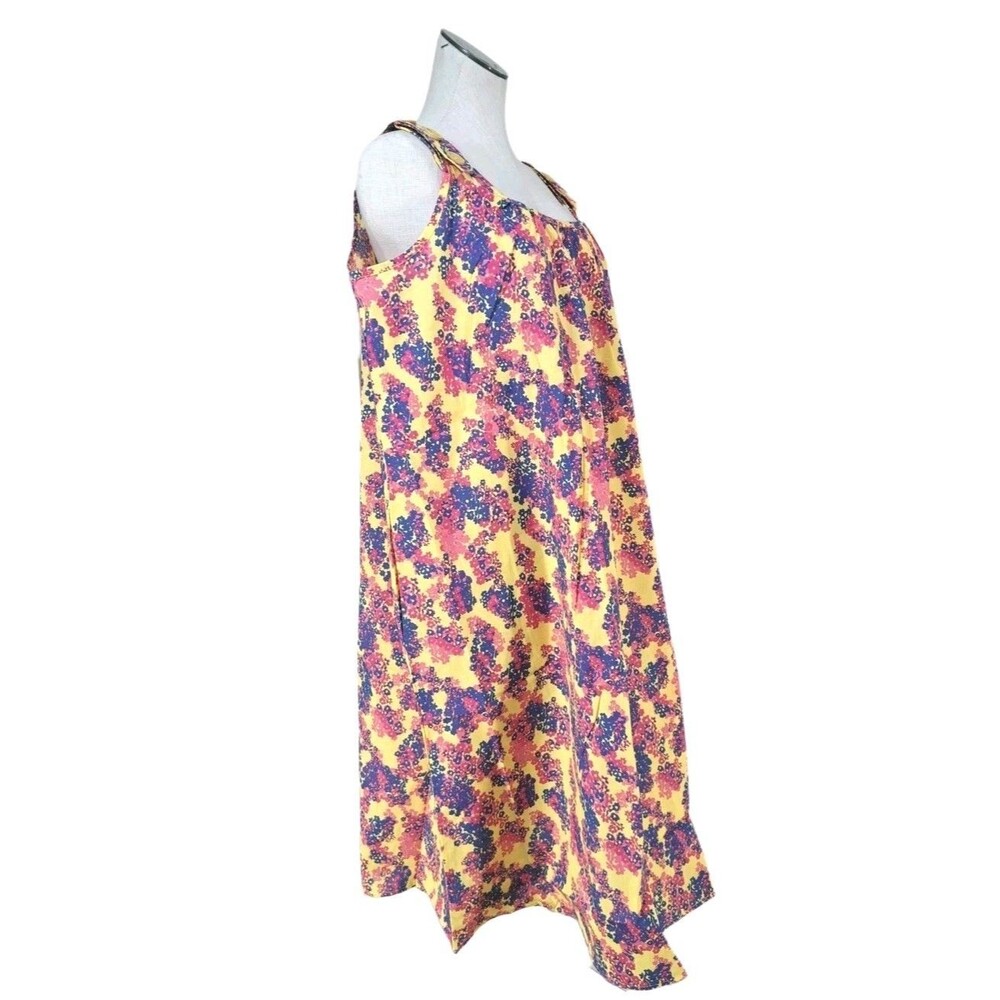 A. Richards VTG Aughts Y2K Midi Sun Dress Yellow Floral Wooden Button Women's 1X - Picture 3 of 8